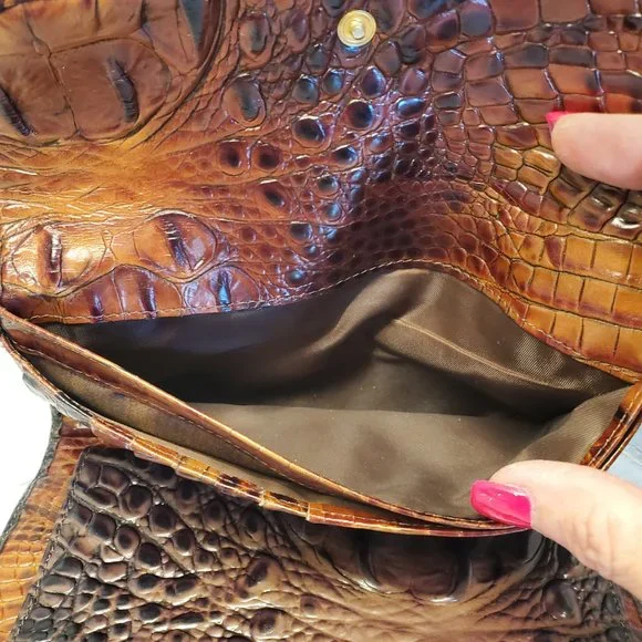 Brahmin Croc Embossed Continental Wallet with Checkbook Cognac - Picture 6 of 7